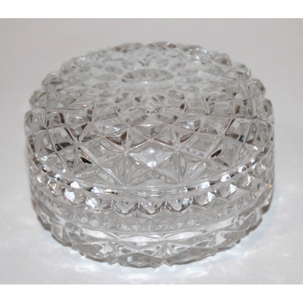 vintage Zajecar hand cut over 24% lead crystal covered trinket dish Yugoslavia